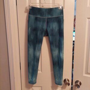 Calia Green Tie Dye Leggings High Rise Ankle Length Stretch Activewear EUC Sz M